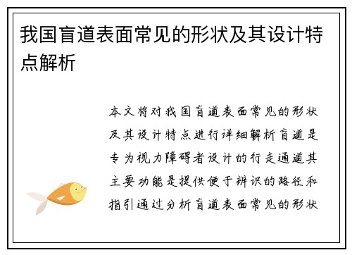 我国盲道表面常见的形状及其设计特点解析